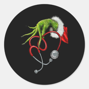 Nurse Funny Merry Christmas Stethoscope Nursing Xm Classic Round Sticker