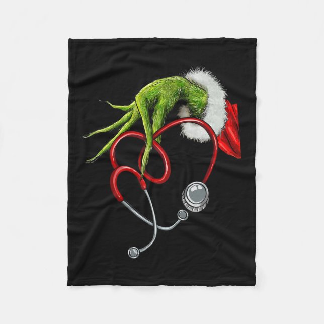 Nurse Funny Merry Christmas Stethoscope Nursing Xm Fleece Blanket (Front)
