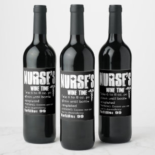 Nurse Funny Prescription Medical Caduceus Party Wine Label