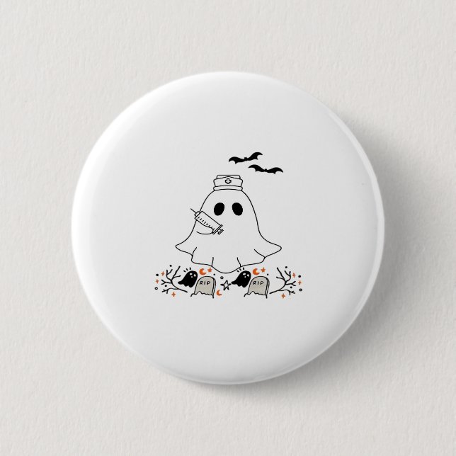 Nurse Ghost Cute Halloween Design Classic T-Shirt 6 Cm Round Badge (Front)