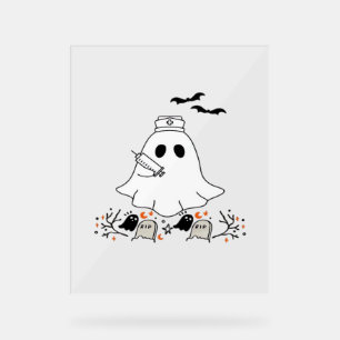 Nurse Ghost Cute Halloween Design Classic T-Shirt Acrylic Sign