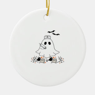 Nurse Ghost Cute Halloween Design Classic T-Shirt Ceramic Tree Decoration