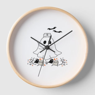 Nurse Ghost Cute Halloween Design Classic T-Shirt Clock