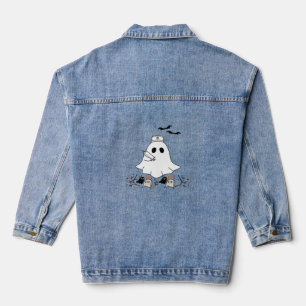 Nurse Ghost Cute Halloween Design Classic T-Shirt Denim Jacket