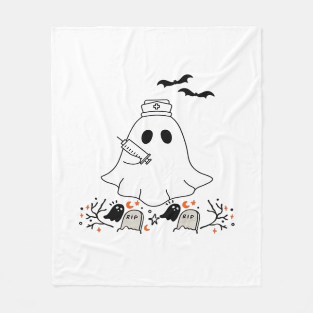 Nurse Ghost Cute Halloween Design Classic T-Shirt Fleece Blanket (Front)