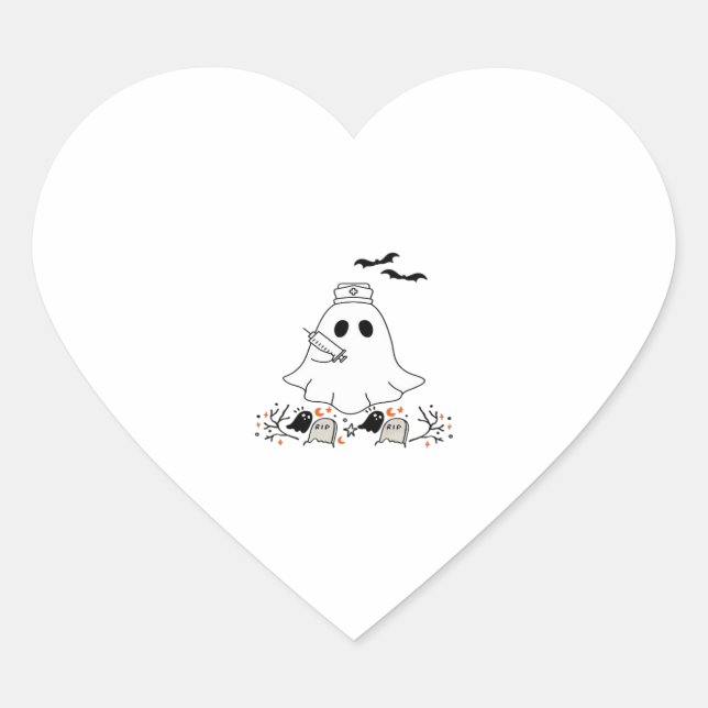 Nurse Ghost Cute Halloween Design Classic T-Shirt Heart Sticker (Front)