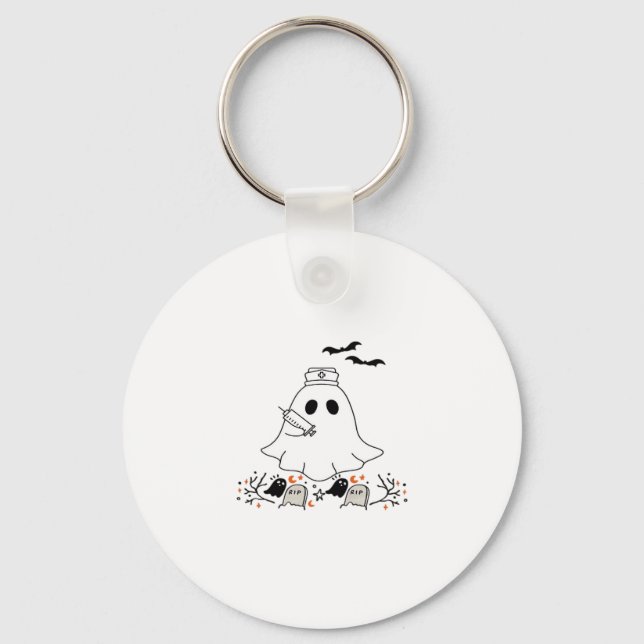 Nurse Ghost Cute Halloween Design Classic T-Shirt Key Ring (Front)