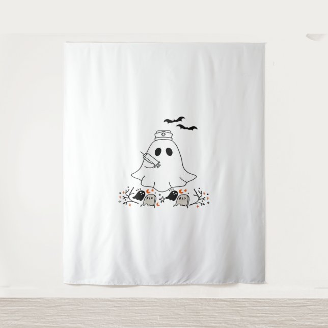 Nurse Ghost Cute Halloween Design Classic T-Shirt Tapestry (Front)