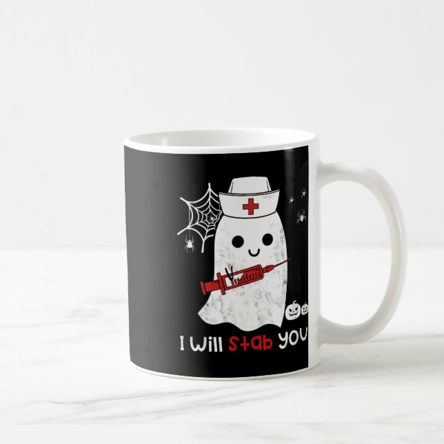 Nurse Ghost I Will Stab You Fun Halloween Gift  Coffee Mug (Right)