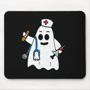 Nurse Ghost Scrub Cute Halloween Costume For Nurse Mouse Mat