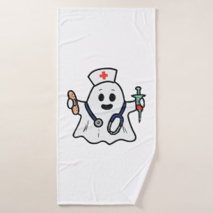 Nurse Ghost Scrub Halloween Costume For Nurses Bath Towel