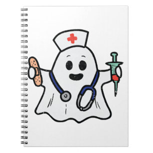 Nurse Ghost Scrub Halloween Costume For Nurses Notebook