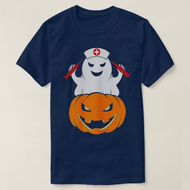 Nurse Ghost Scrub Top Halloween Costume For Nurses (Design Front)