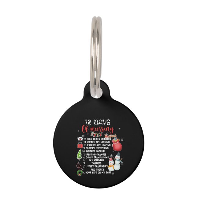 Nurse Gift 12 Days Of Nursing Pet Tag (Front)