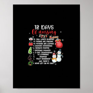 Nurse Gift   12 Days Of Nursing Poster