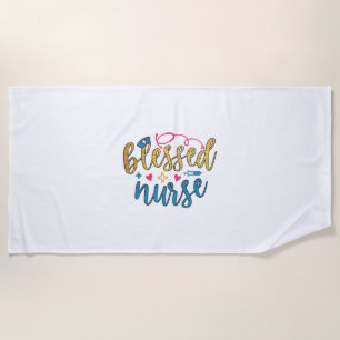 Nurse Gift Blessed Nurse Beach Towel