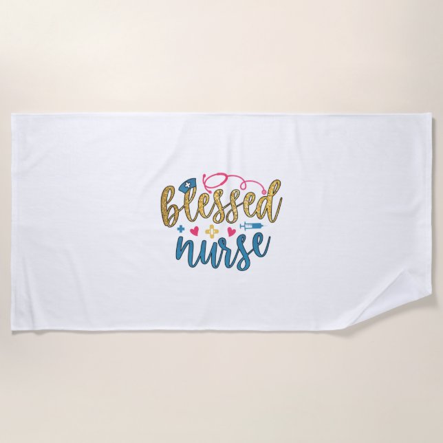 Nurse Gift | Blessed Nurse Beach Towel (Front)