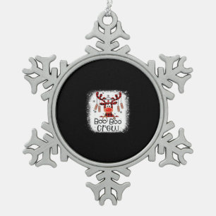 Nurse Gift Boo Boo Crew Snowflake Pewter Christmas Ornament
