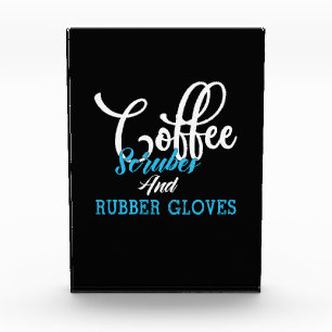 Nurse Gift Coffee Scrubes And Rubber Gloves Photo Block