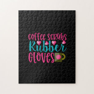 Nurse Gift Coffee Scrubs Rubber Gloves Jigsaw Puzzle