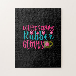 Nurse Gift Coffee Scrubs Rubber Gloves Jigsaw Puzzle