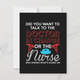 Nurse Gift Doctor In Charge Or The Nurse Card