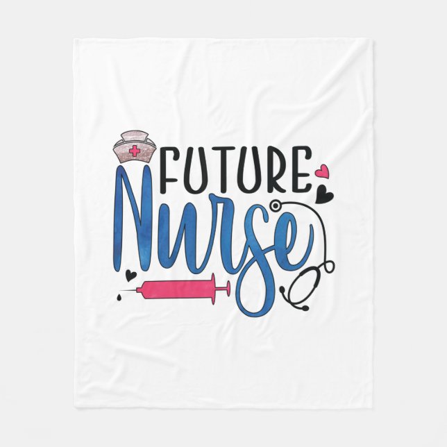 Nurse Gift | Future Nurse Fleece Blanket (Front)