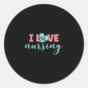 Nurse Gift I Love Nursing Classic Round Sticker