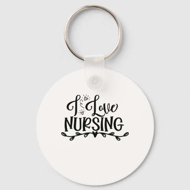 Nurse Gift I Love Nursing Key Ring (Front)