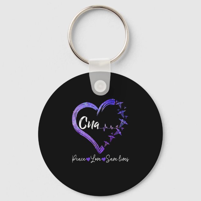 Nurse Gift | Love CNA Peace Love Save Lives Key Ring (Front)