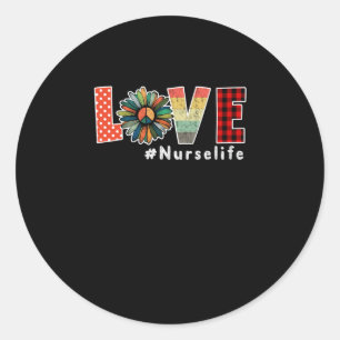 Nurse Gift Love Flower Nurse Life Nurse Lover Classic Round Sticker