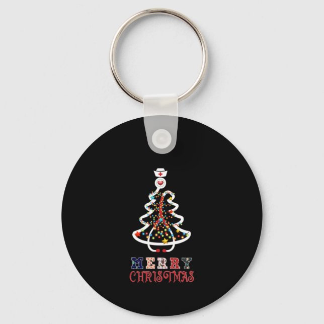 Nurse Gift Mery Christmas Key Ring (Front)