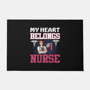 Nurse Gift My Heart Belongs Nurse Doormat