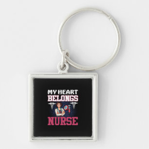 Nurse Gift My Heart Belongs Nurse Key Ring
