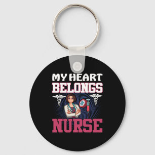 Nurse Gift My Heart Belongs Nurse Key Ring