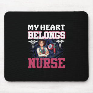 Nurse Gift   My Heart Belongs Nurse Mouse Mat