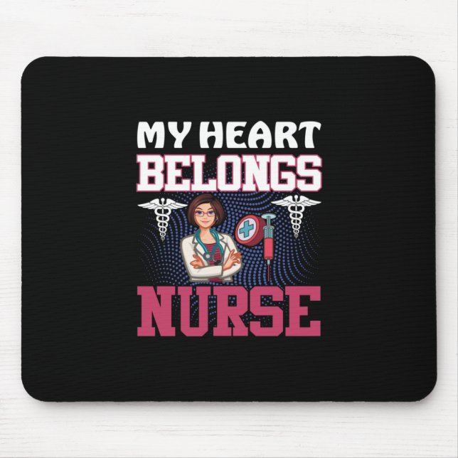 Nurse Gift | My Heart Belongs Nurse Mouse Mat (Front)