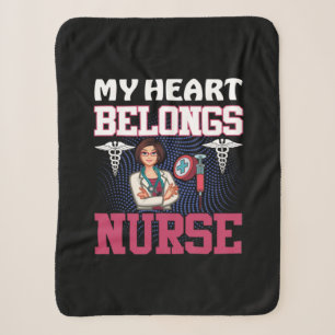 Nurse Gift My Heart Belongs Nurse Sherpa Blanket
