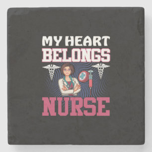 Nurse Gift   My Heart Belongs Nurse Stone Coaster