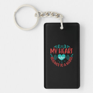 Nurse Gift My Heart Belongs To A Nurse Key Ring