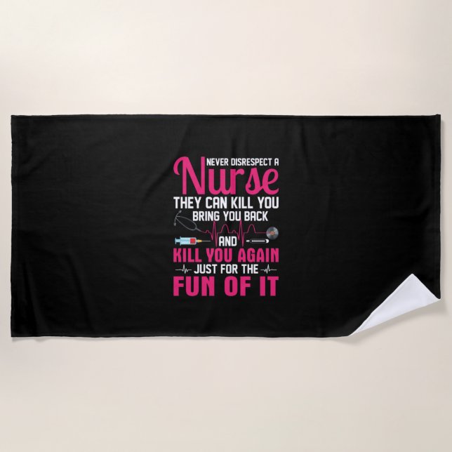 Nurse Gift | Never Disrespect A Nurse Beach Towel (Front)