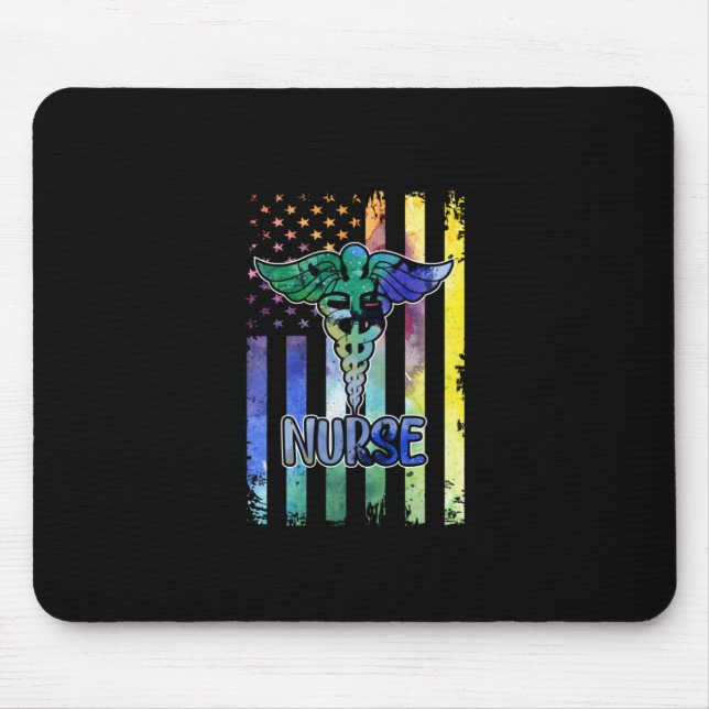 Nurse Gift | Nurse American Flag Mouse Mat (Front)