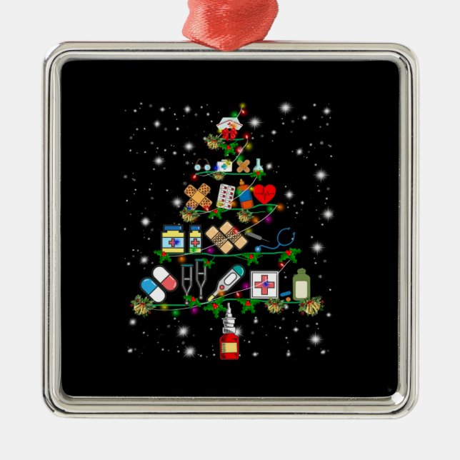Nurse Gift | Nurse Apparatus Christmas Tree Metal Tree Decoration (Front)