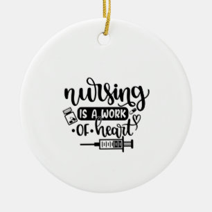 Nurse Gift Nursing Is A Work Of Heart Ceramic Tree Decoration