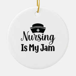 Nurse Gift Nursing Is My Jam Ceramic Tree Decoration
