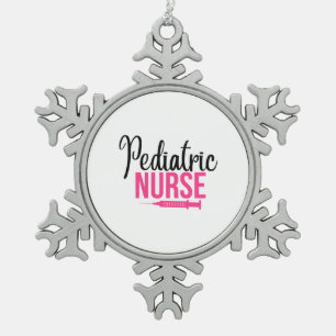 Nurse Gift Paediatrics Nurse Snowflake Pewter Christmas Ornament