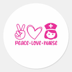 Nurse Gift Peace Love Nurse Classic Round Sticker