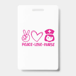 Nurse Gift Peace Love Nurse ID Badge