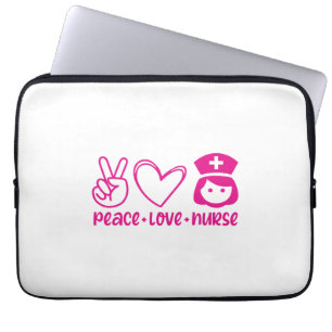 Nurse Gift Peace Love Nurse Laptop Sleeve