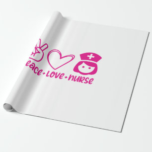 Nurse Gift Peace Love Nurse Wrapping Paper